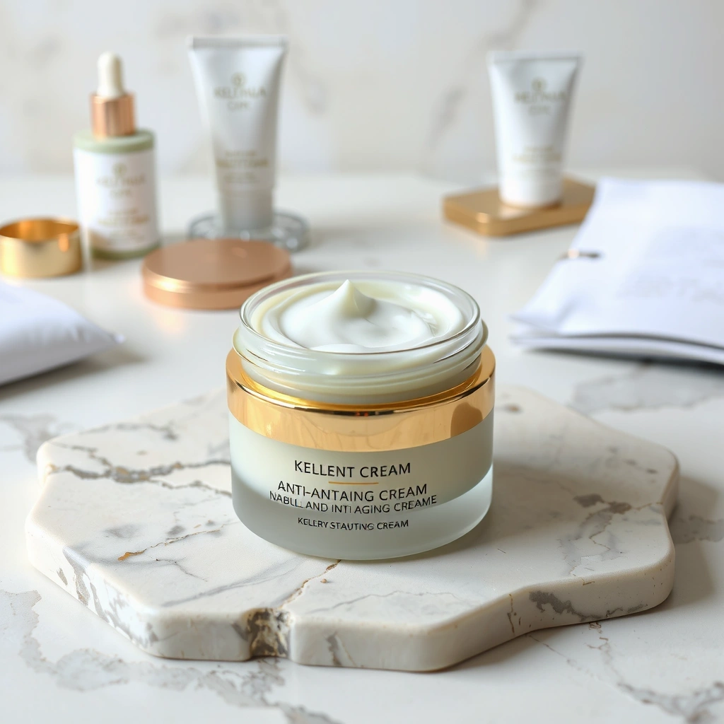 Premium anti-aging renewal cream in elegant packaging